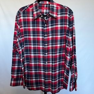 IZOD Men's Plaid Checked Button Down Long Sleeve Shirt, Size L (Large)